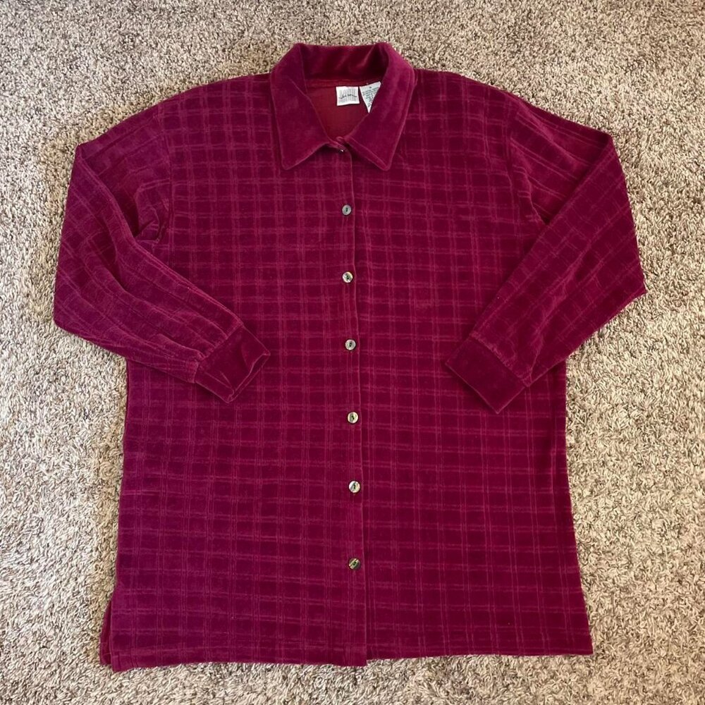 Jason Maxwell Button Down Collar Flannel Shirt Red XL Plaid Grandmacore